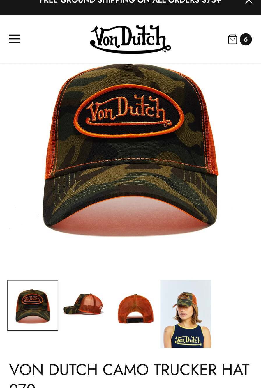 Von Dutch Camo Orange Mesh Trucker Hat - Picture 1 of 1